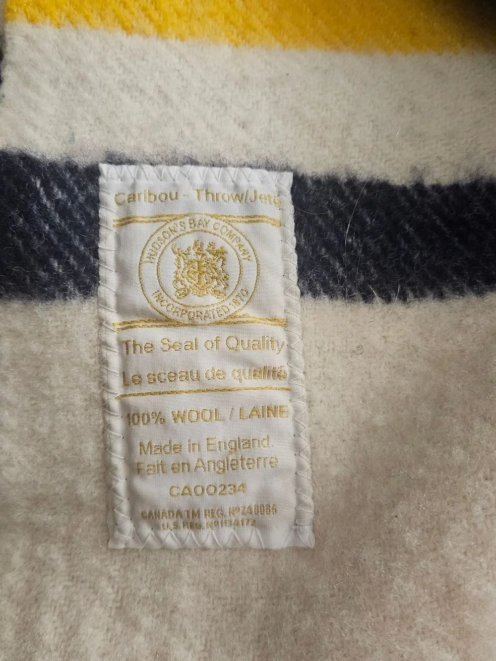 Hudson's Bay Company 100% Wool Caribou Blanket Striped Throw Vintage Camp Cabin